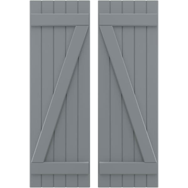 Ekena Millwork Americraft 5-Board (2 Batten) Wood Joined Board-n-Batten Shutters w/ Z-Bar, ARW102BB518X77CHH, PR ARW102BB518X77CHH - main